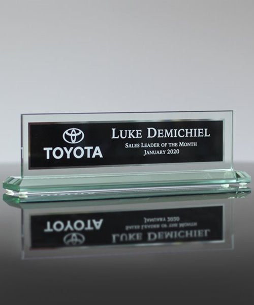 Glass Name Plate with Black Center