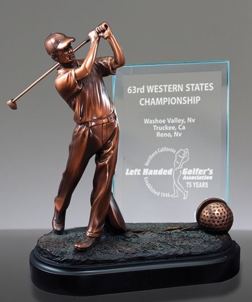 RESIN GOLFER MALE WITH GLASS