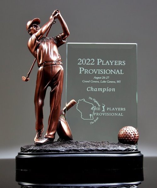 RESIN GOLFER MALE WITH GLASS