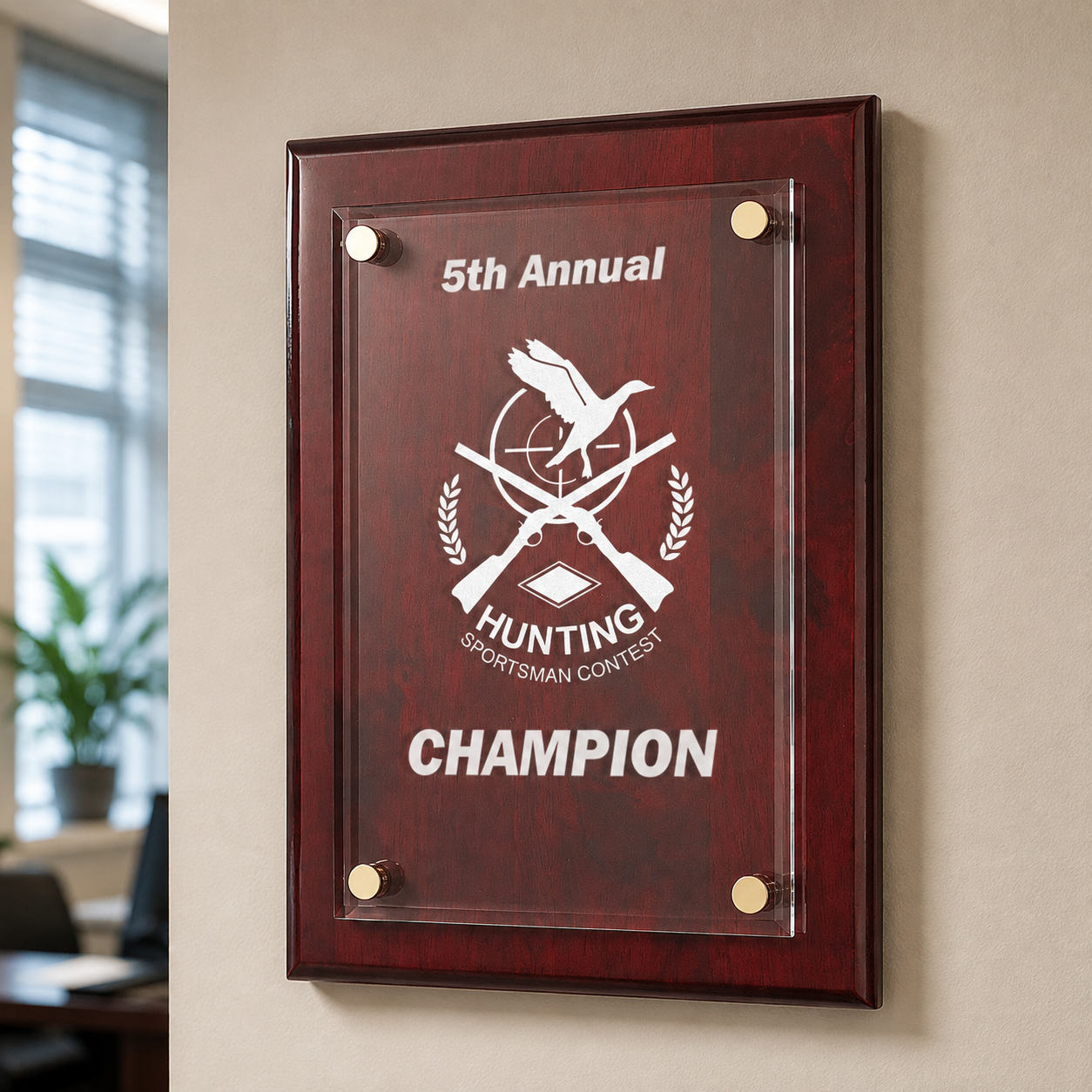 Rosewood Piano-Finish Floating Acrylic Plaque