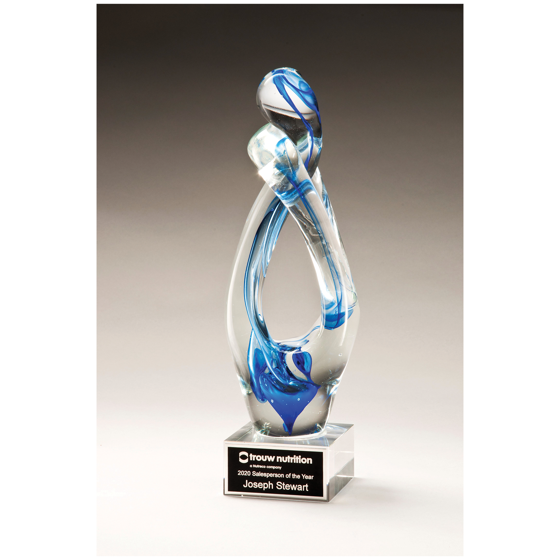 Contemporary Art Glass Sculpture with Blue Accent