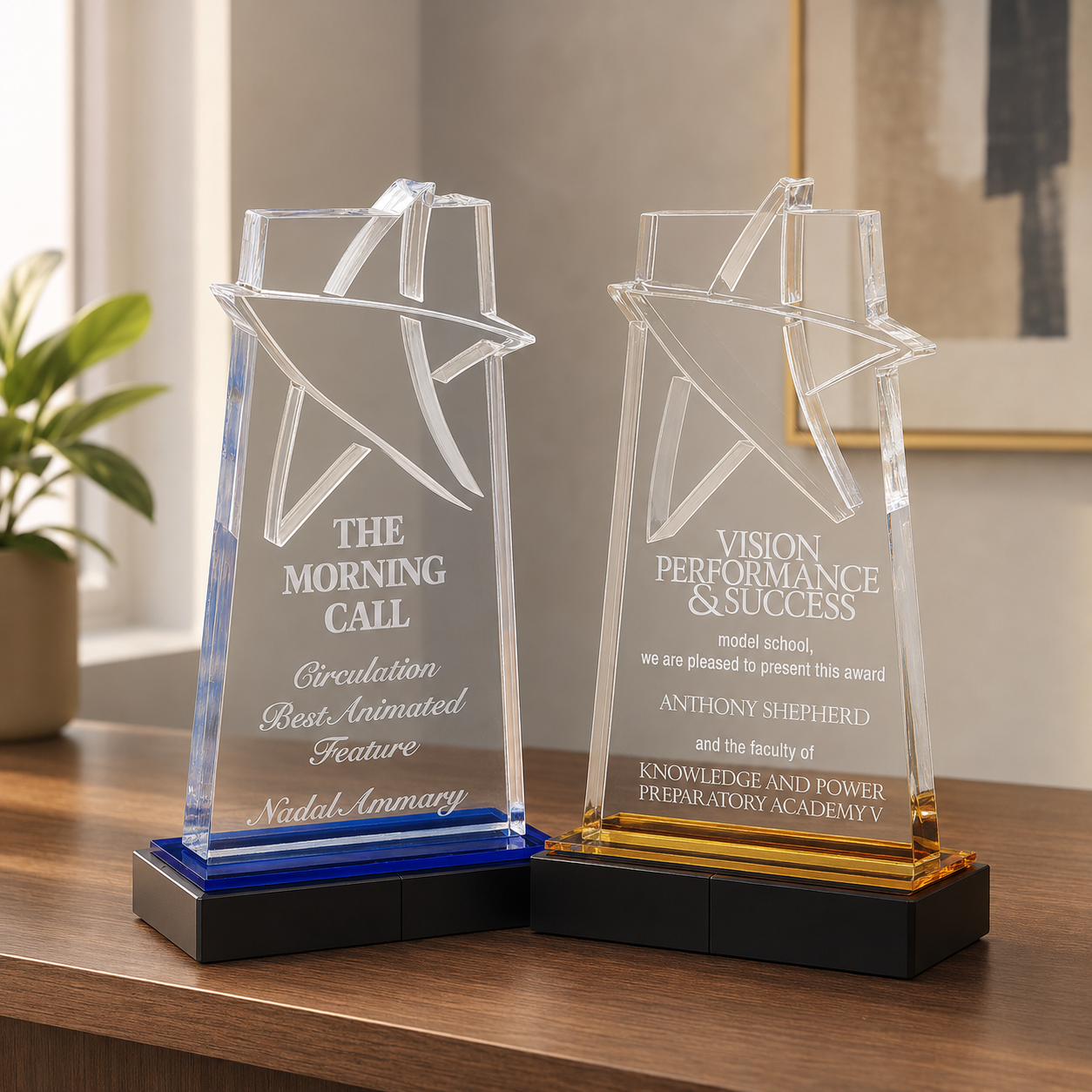 Black-Base Star Accent Acrylic Award