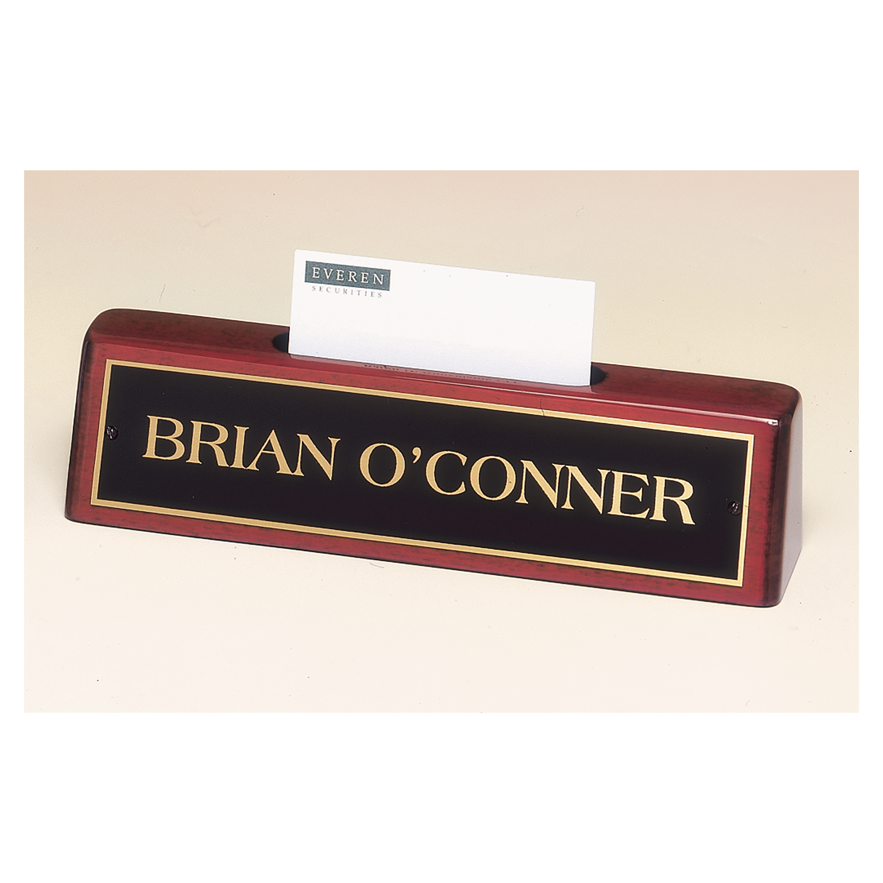 Rosewood Piano Finish Nameplate with Business Card Holder