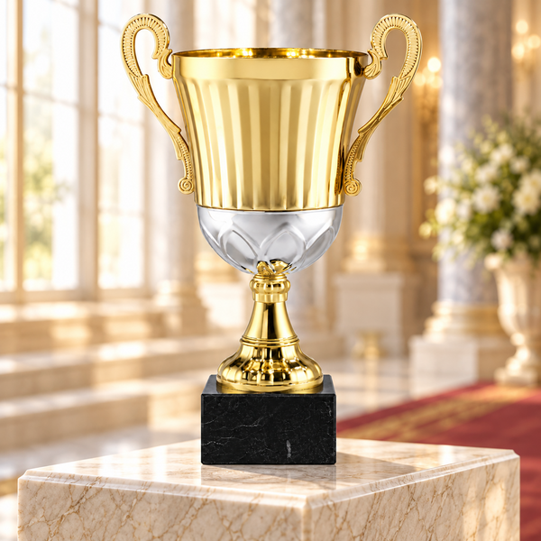 Gold and Silver Metal Cup on Marble Base