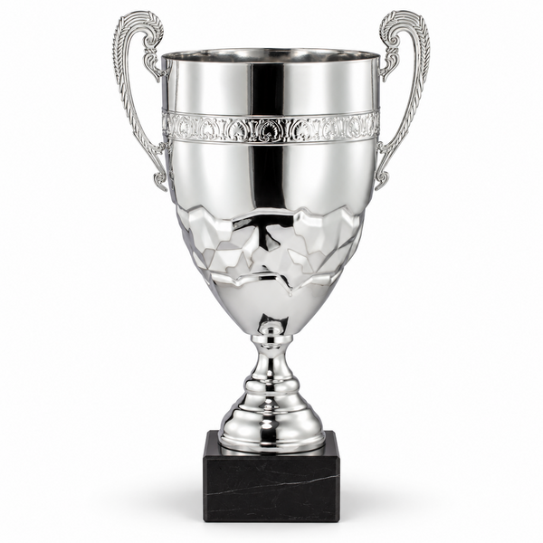 Italian Silver Metal Cup on Genuine Black Marble Base