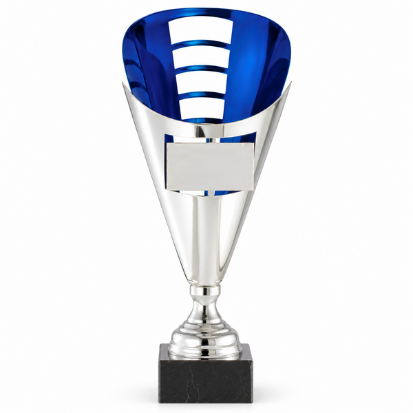 Silver and Blue Flare Cup