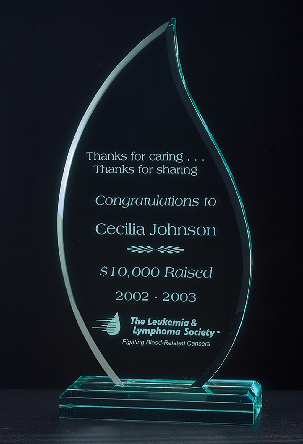 Flame Acrylic Award on Acrylic Base.