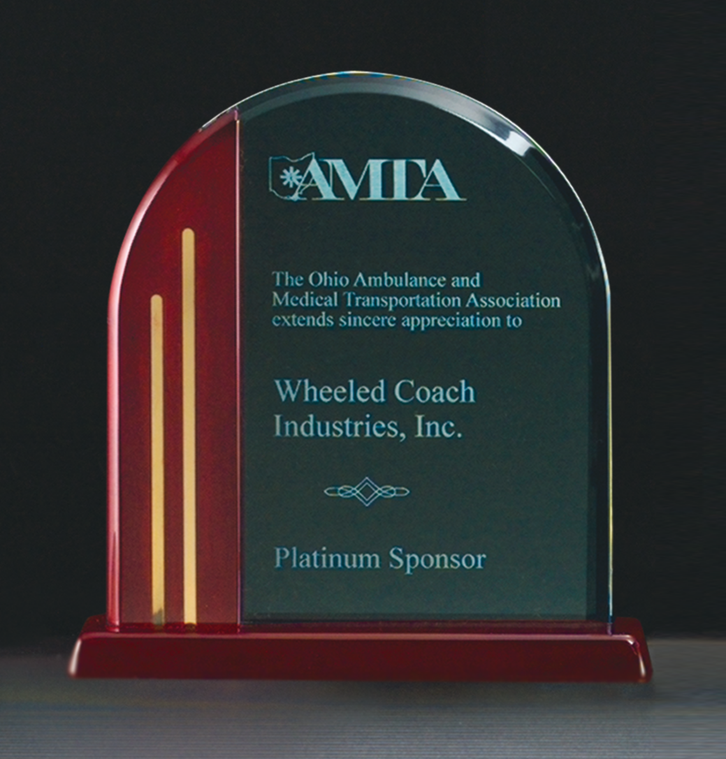 Arch Series Acrylic Award with Rosewood Piano Finish Base
