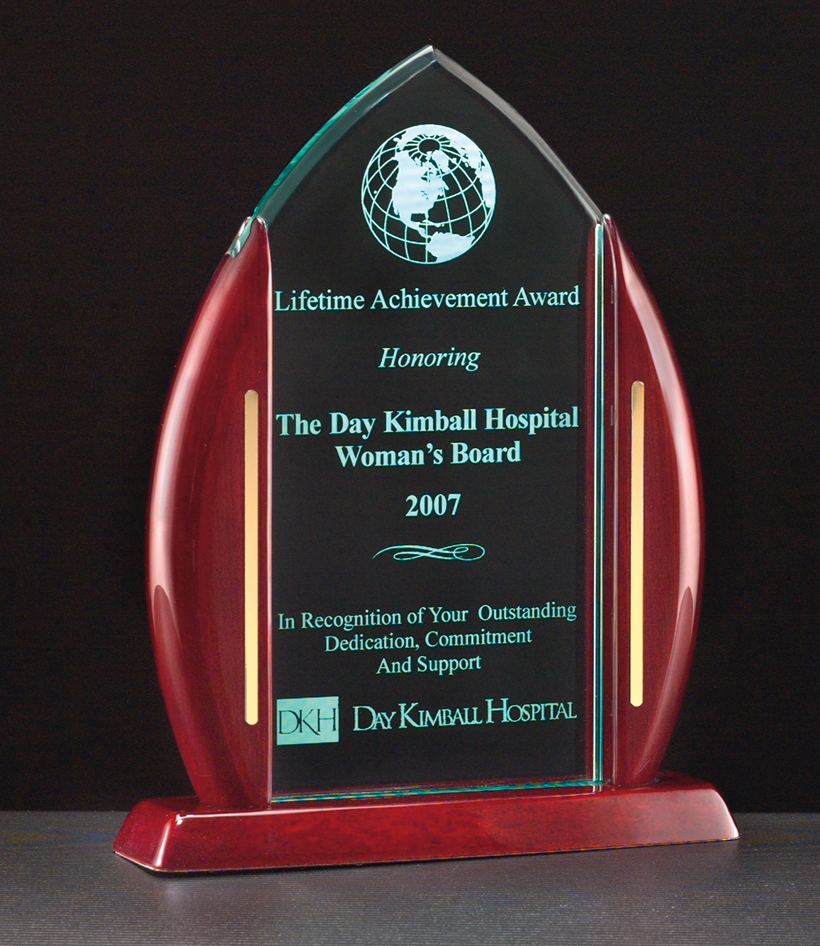Acrylic Award on a Rosewood Piano Finish Base