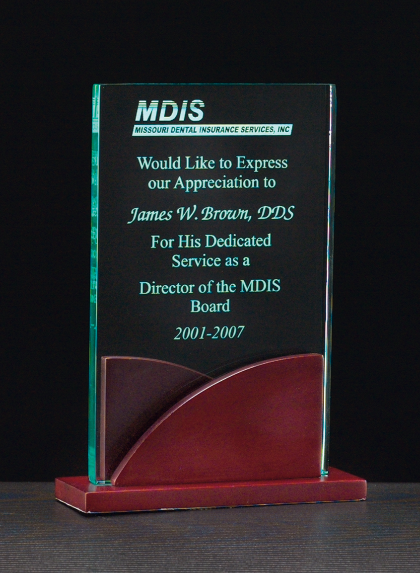 Acrylic Award on a Mahogany Finish Base