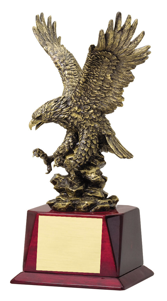 Landing Eagle On Wood Base