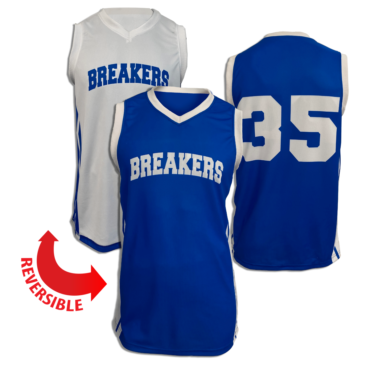 Custom Sublimated Men's & Youth Reversible V-Neck Basketball Jersey — supplier alternate design