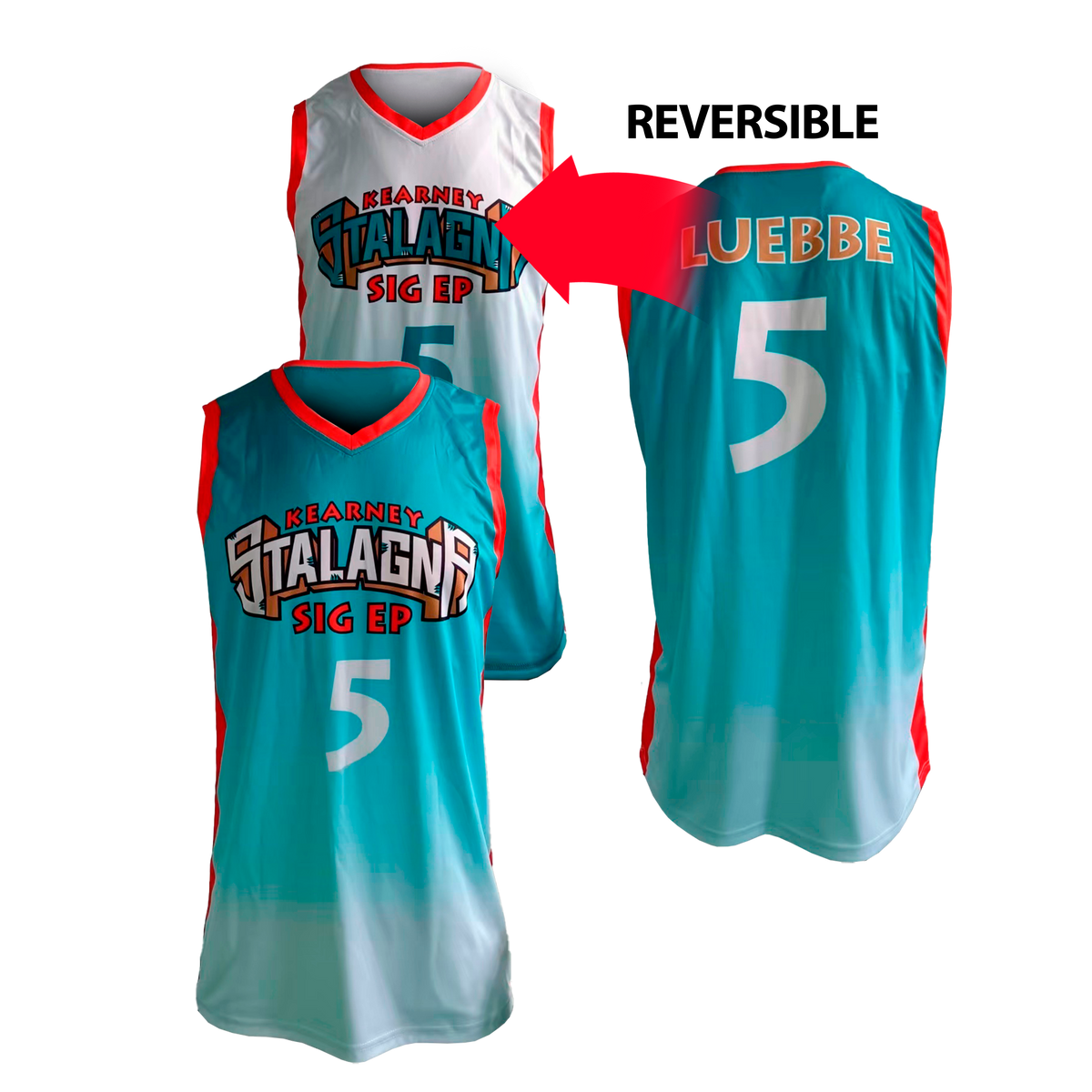 Custom Sublimated Men's & Youth Reversible V-Neck Basketball Jersey — supplier alternate design