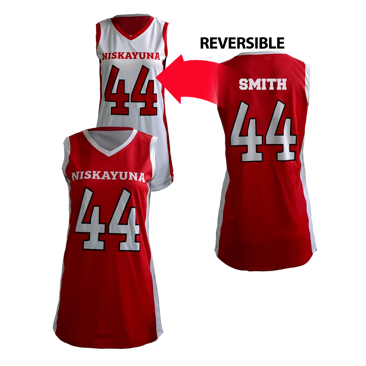 Custom Sublimated Women's & Girls' Reversible V-Neck Basketball Jersey — supplier alternate design