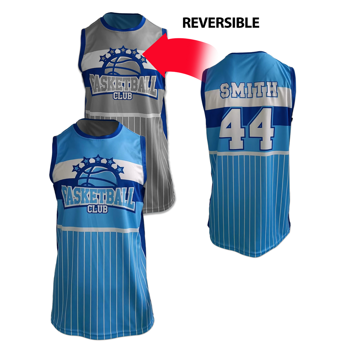 Custom Sublimated Men's & Youth Reversible Round-Neck Basketball Jersey — supplier alternate design