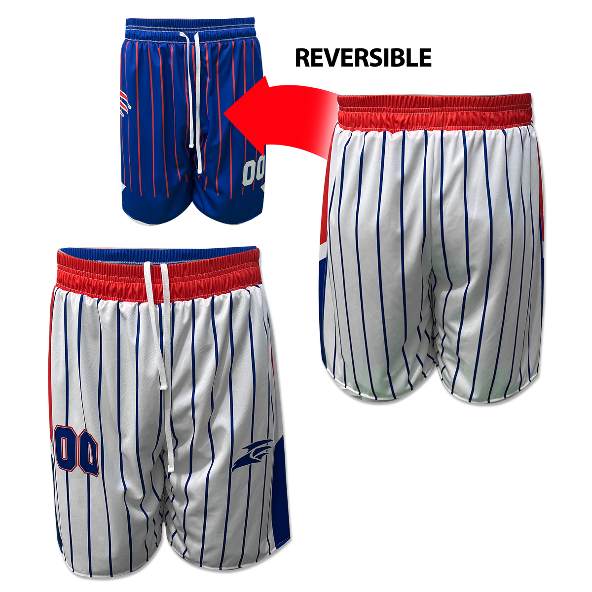 Custom Sublimated Men's & Youth Reversible Basketball Shorts — supplier alternate design