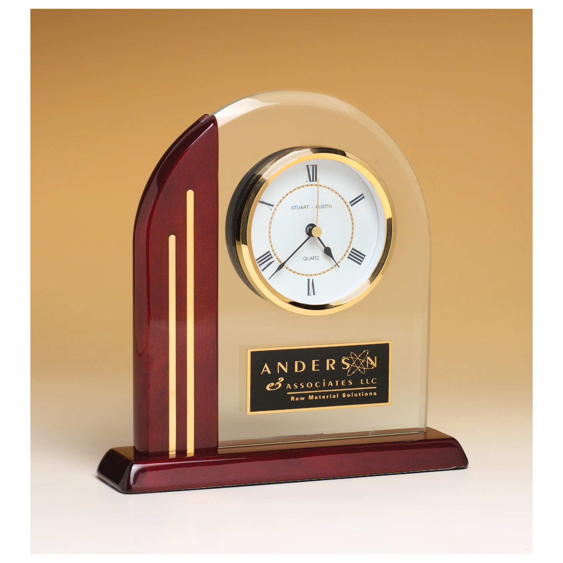 Arched Clock with Rosewood Piano Finish Post and Base