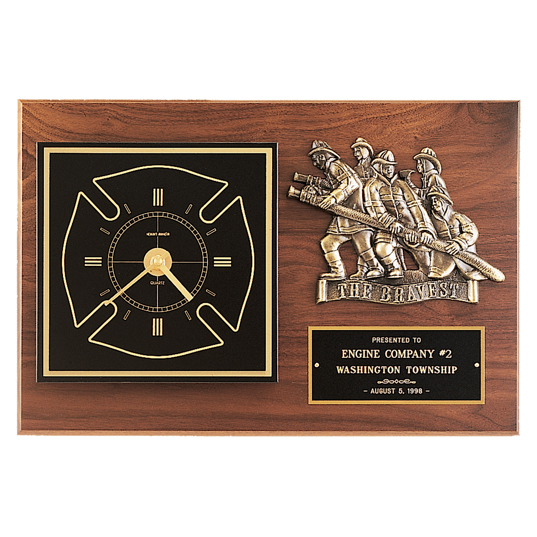 Fireman Award Clock with Antique Bronze Finish Casting.