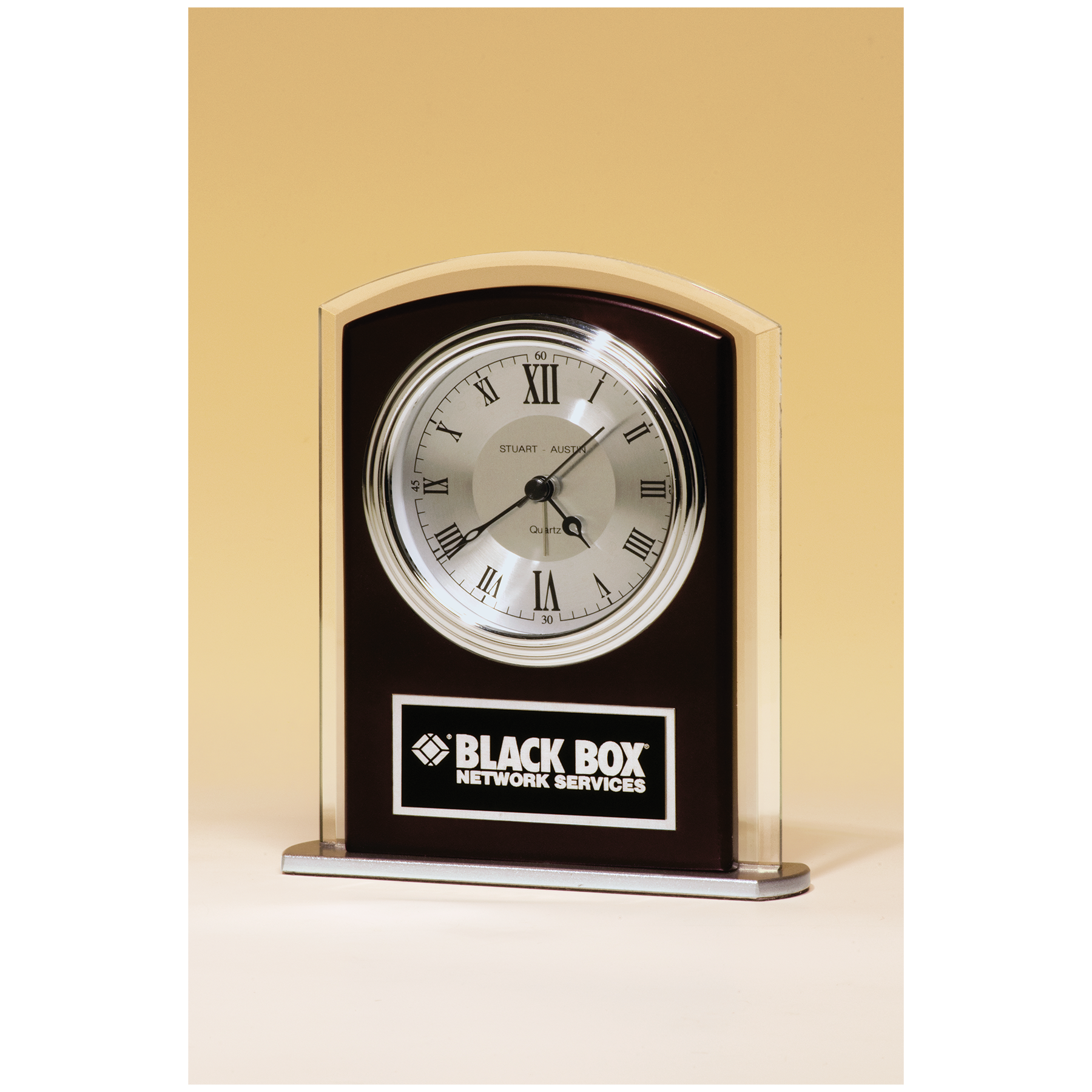 Beveled Glass with Silver Clock