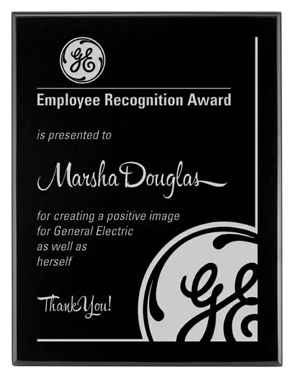 Black Piano Finish Plaque - Color Filled