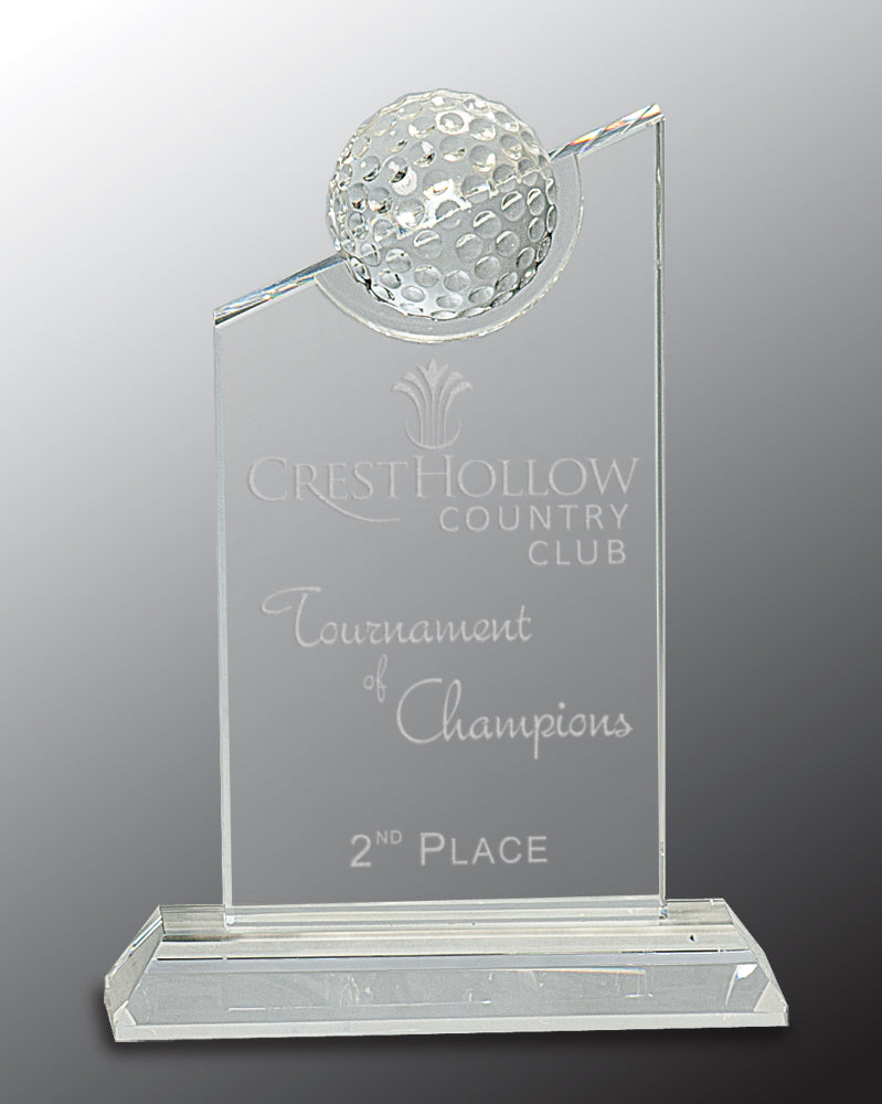 Crystal Golf Slant Tablet Award
