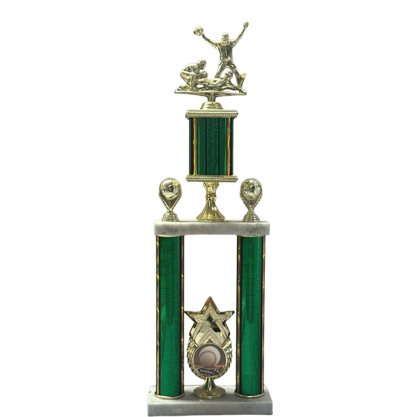 2 Post Diamond Riser with Rectangle Gold Top Lids and Double Trim