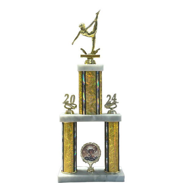 2 Post Trophy with Wreath Logo Holder