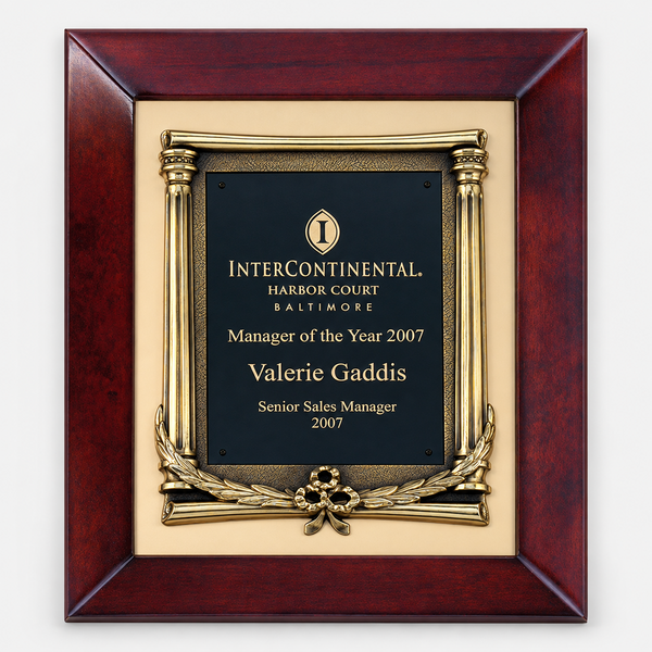 Cherry Finish Wood Frame Plaque with Wreath