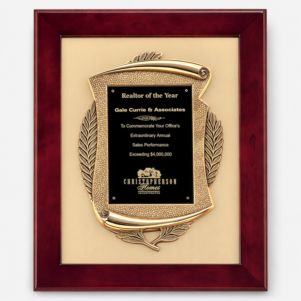 Rosewood Piano Finish Frame Plaque with Cast Relief