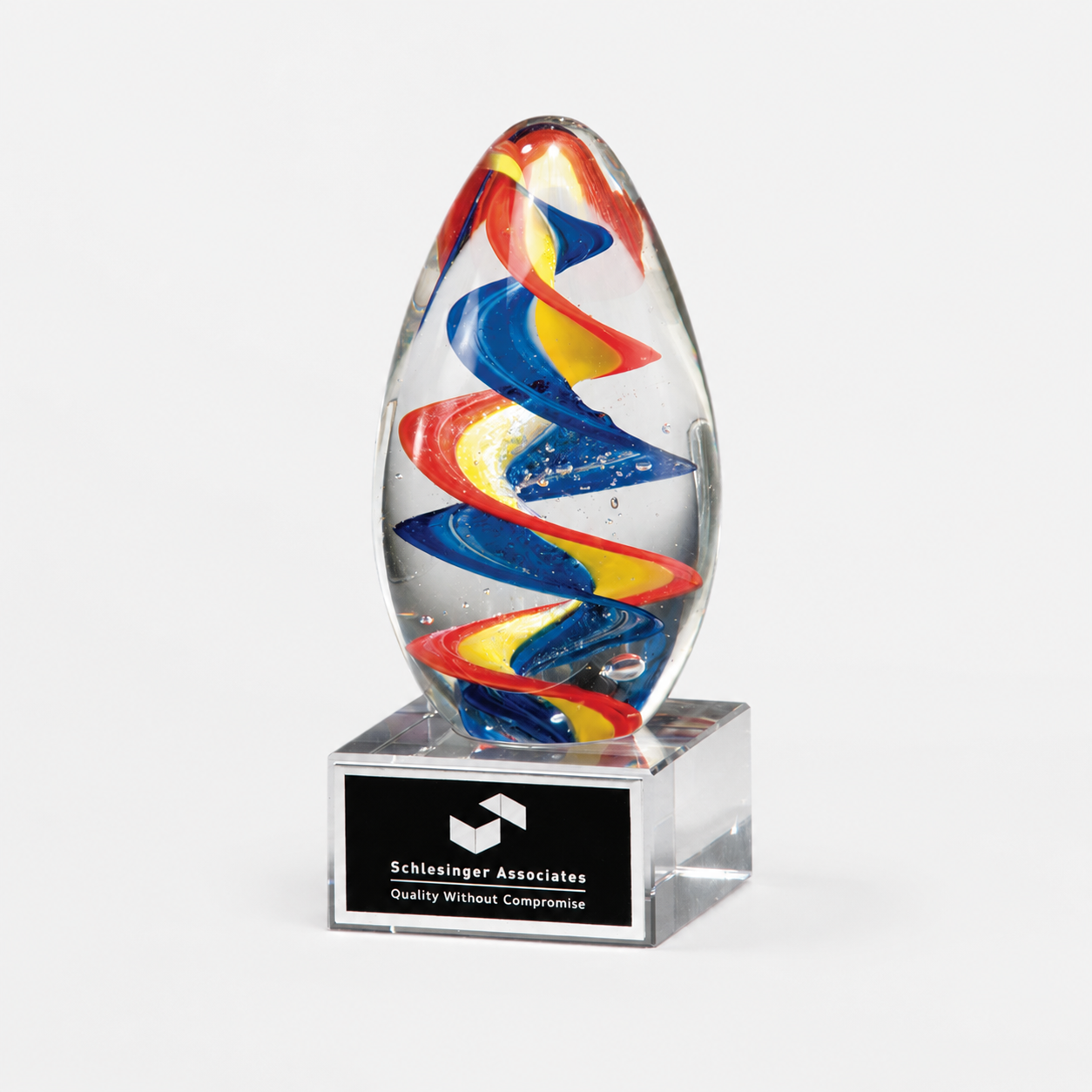 Colorful Egg Art Glass Award with Clear Base
