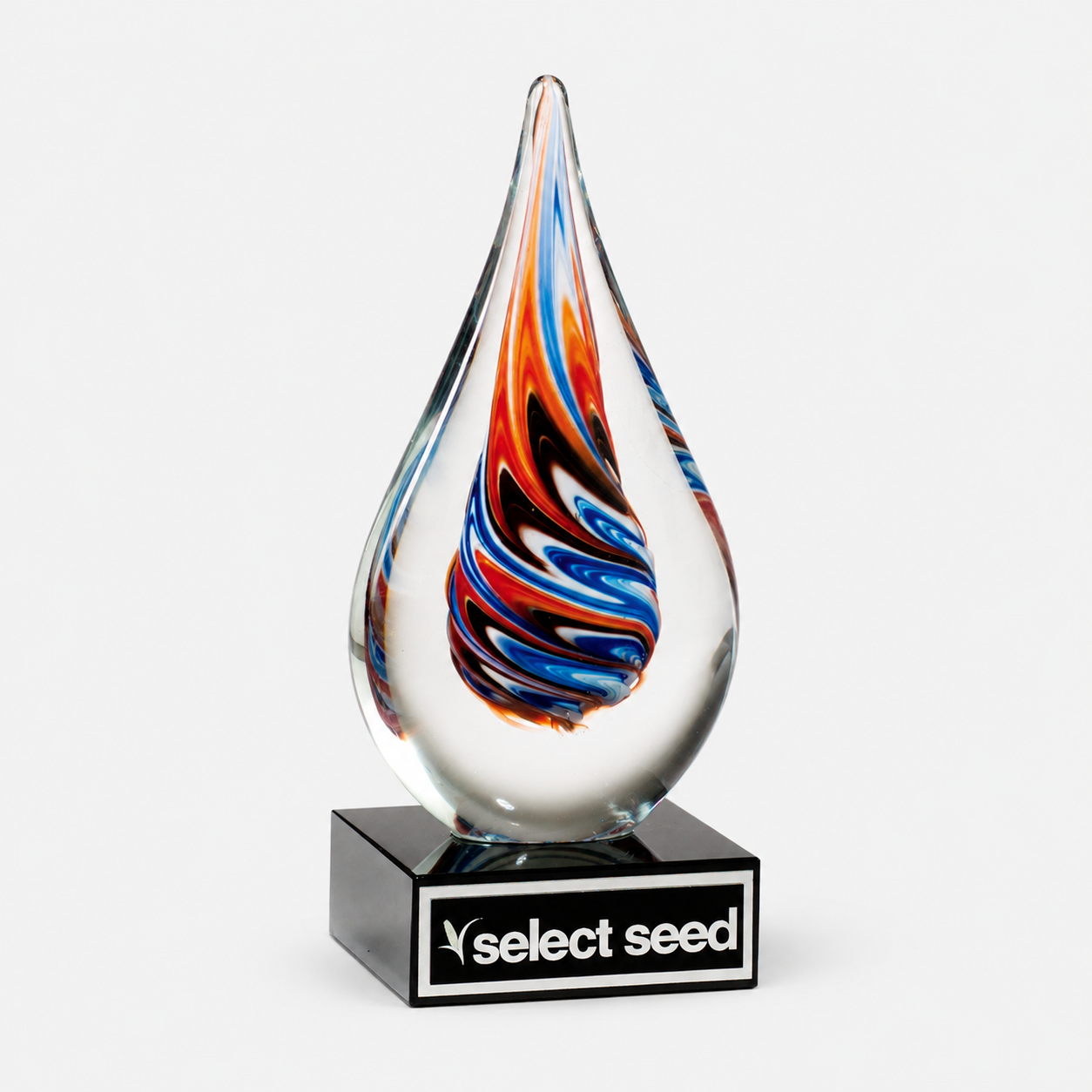 Multicolor Teardrop Art Glass Award
