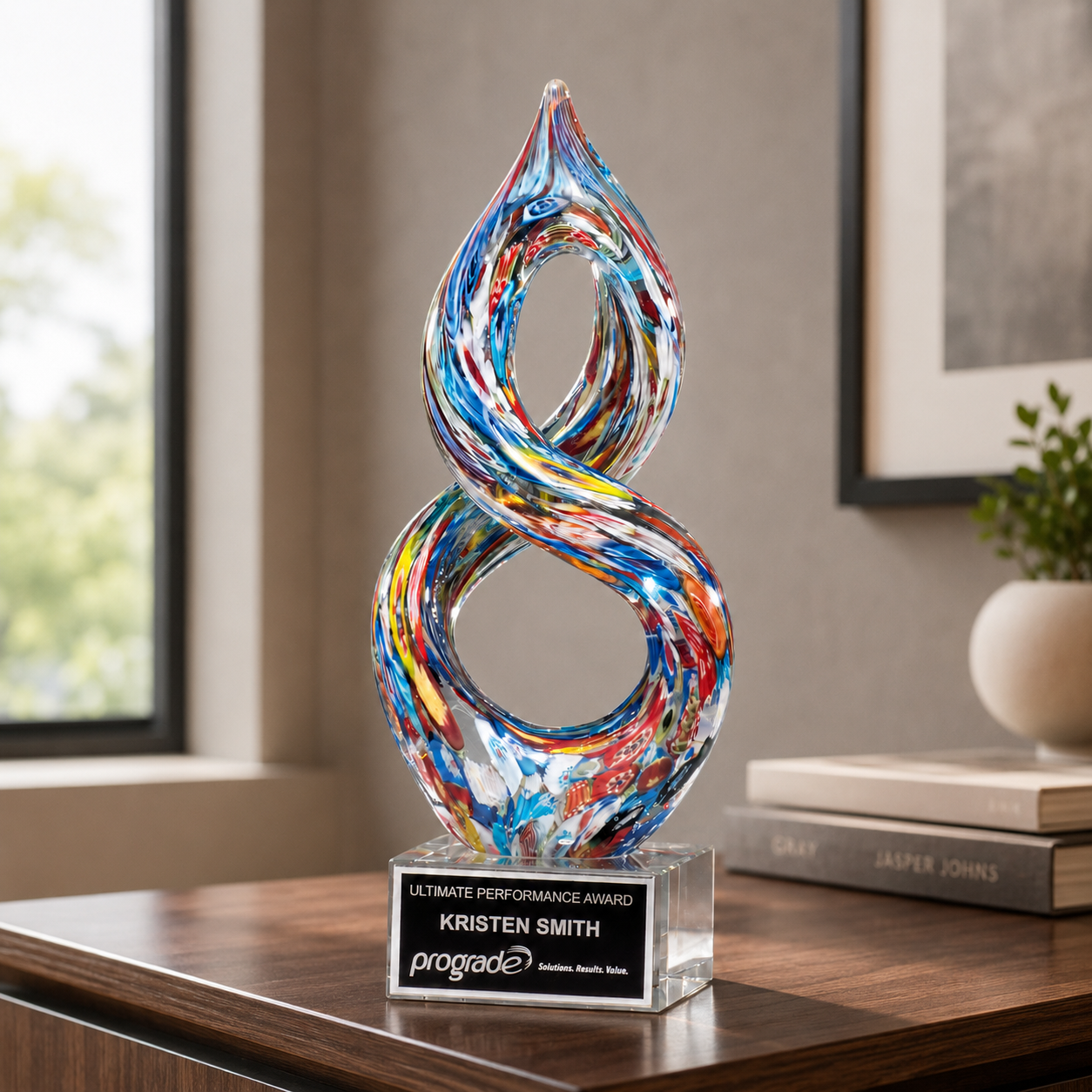Multicolor Helix Art Glass Award