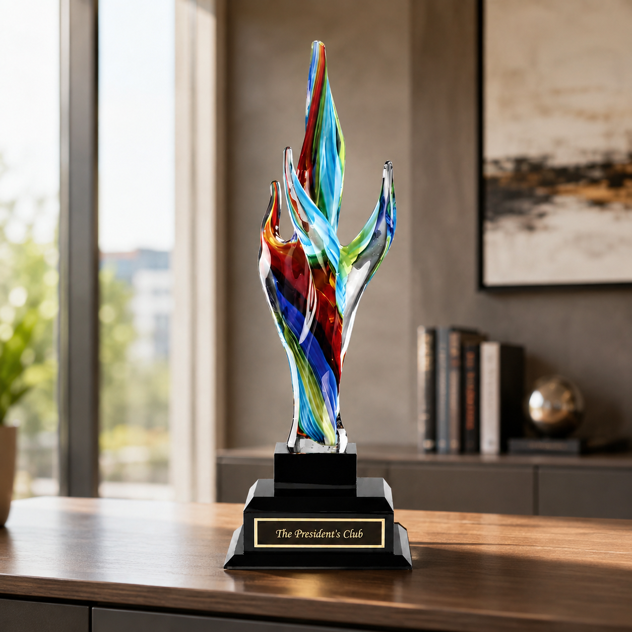 Multicolor Flame Art Glass Award