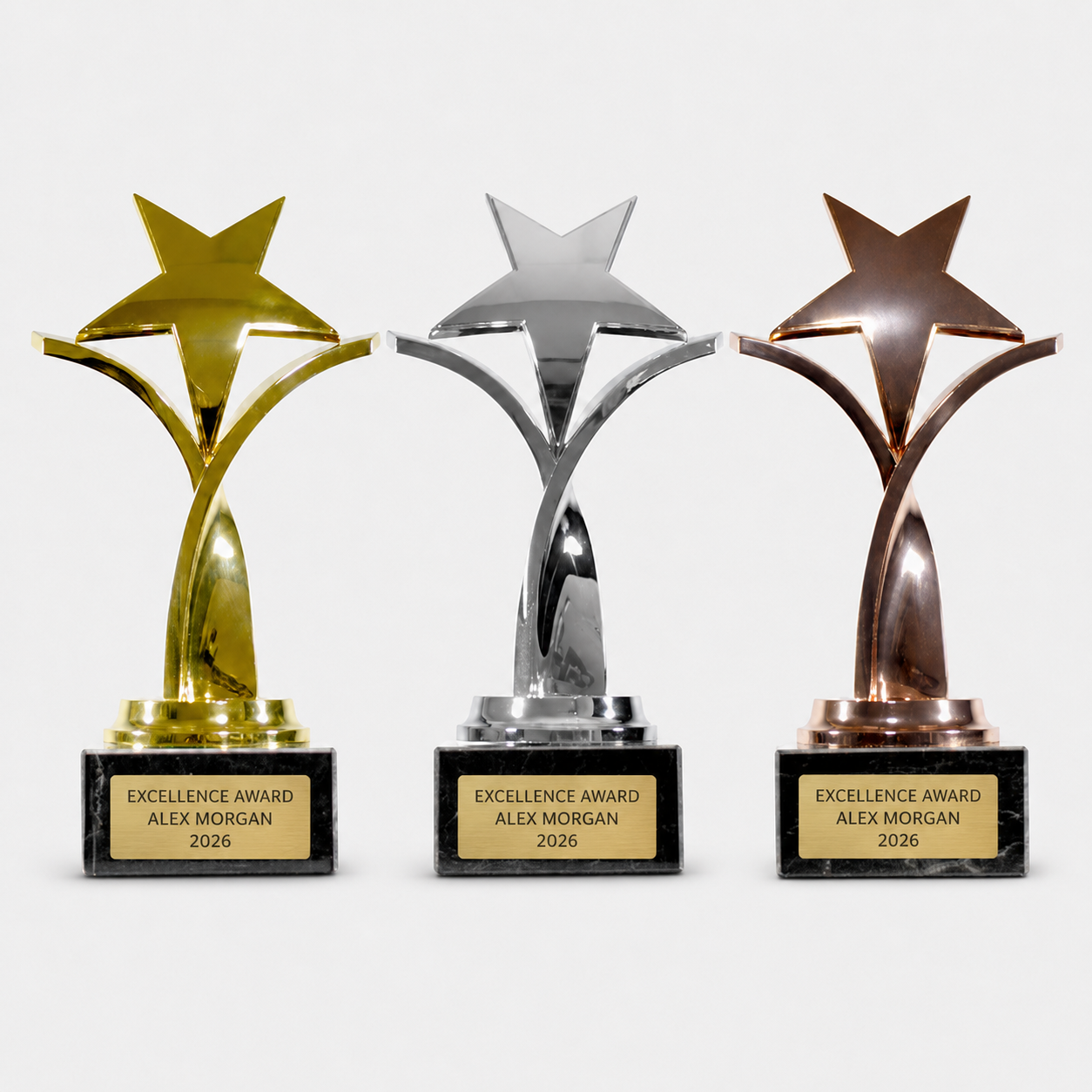 Twisting Star Award on Black Marble Base