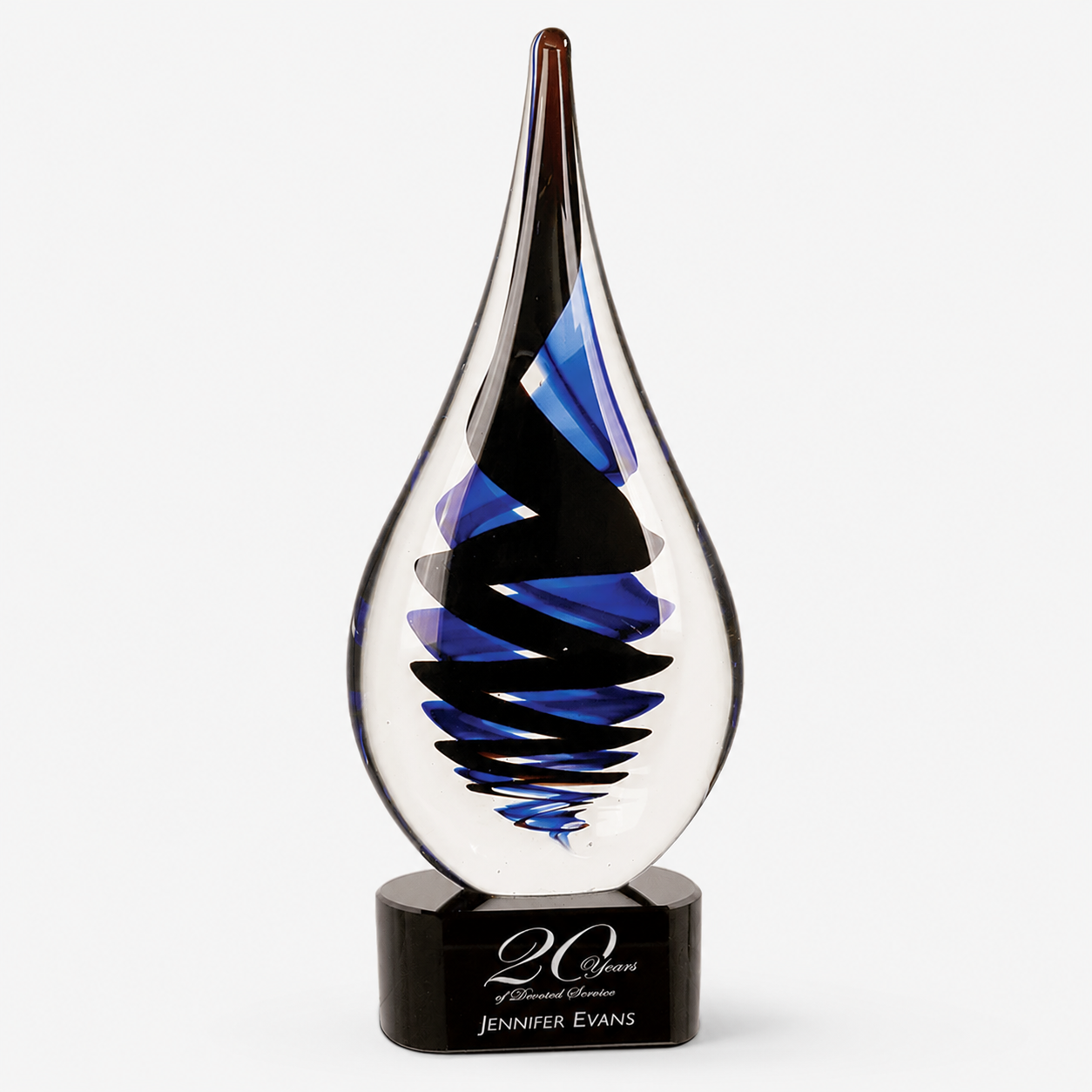 Black Twist Raindrop Art Glass Award