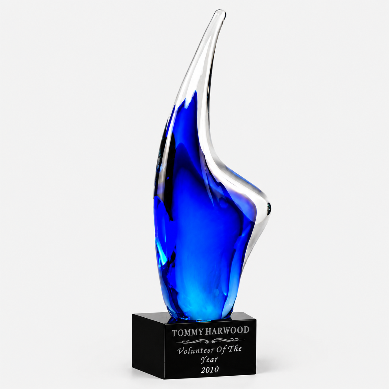 Blue Crystal Flame Art Glass Award