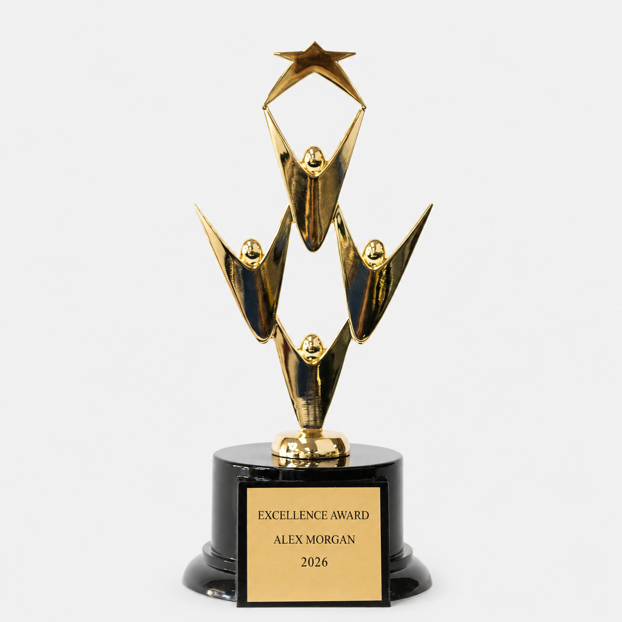 Star Performer Teamwork Award on Black Base