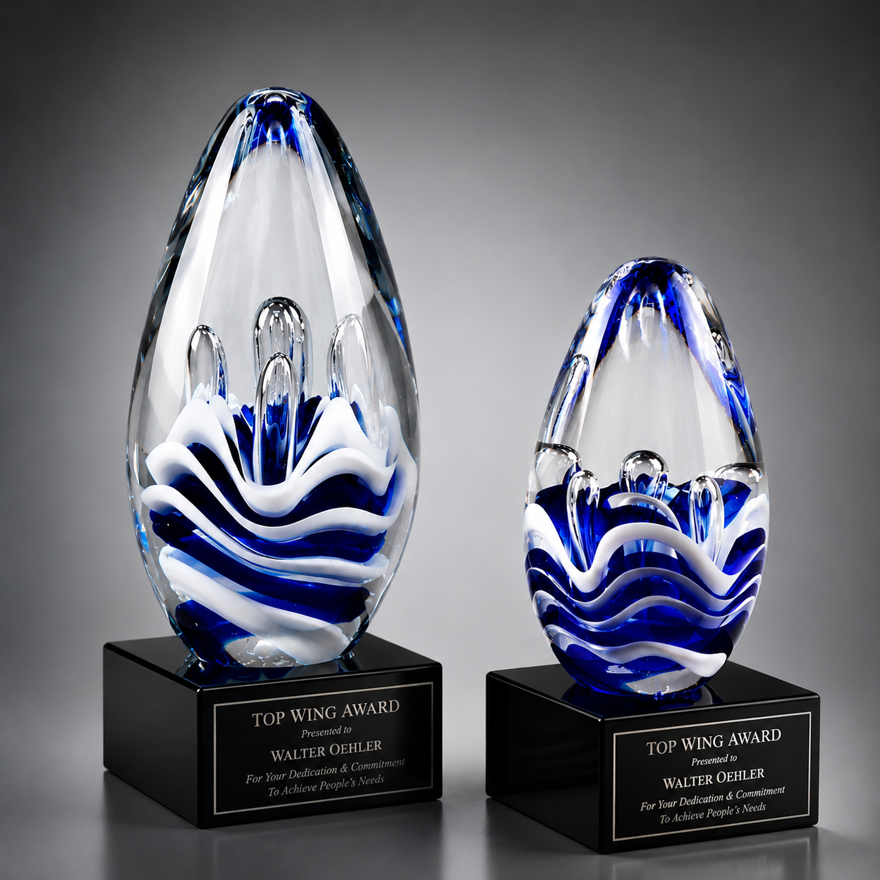 Blue And White Art Glass Egg