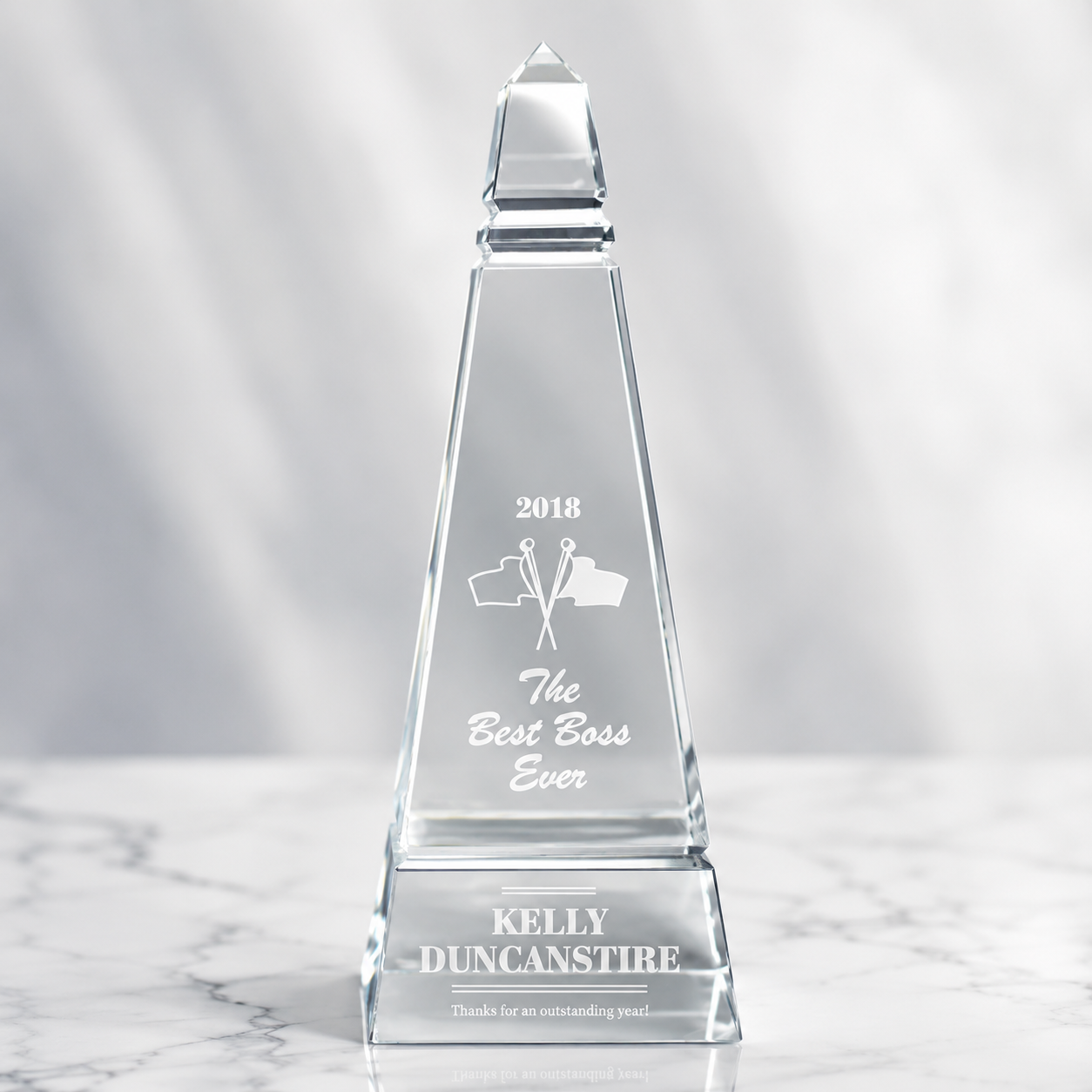 Optic Crystal Faceted Obelisk