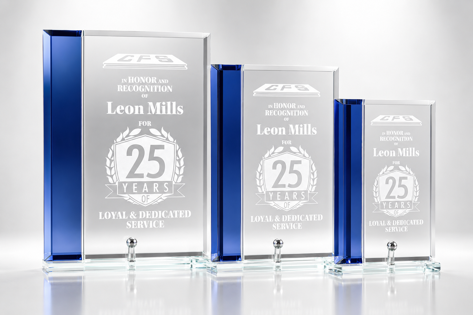 Economy Glass Plaque With Blue Accent