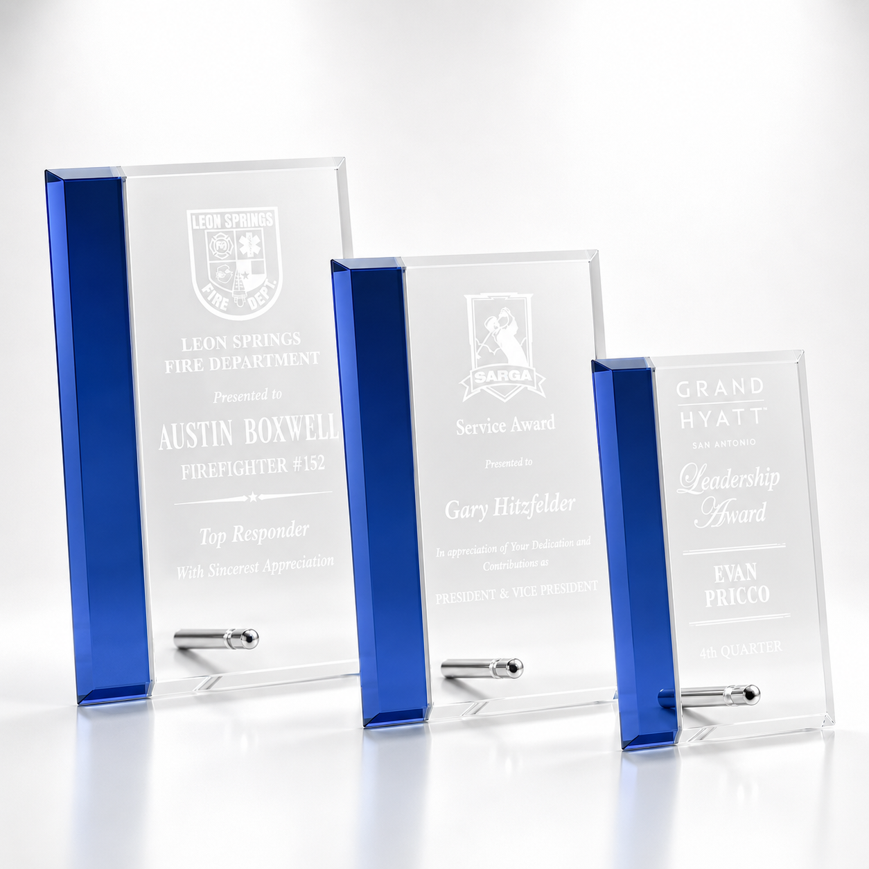 Economy Glass Plaque With Blue Accent