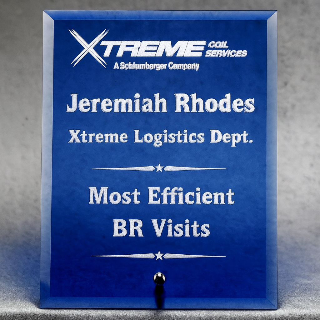 Economy Blue Glass Standing Plaque