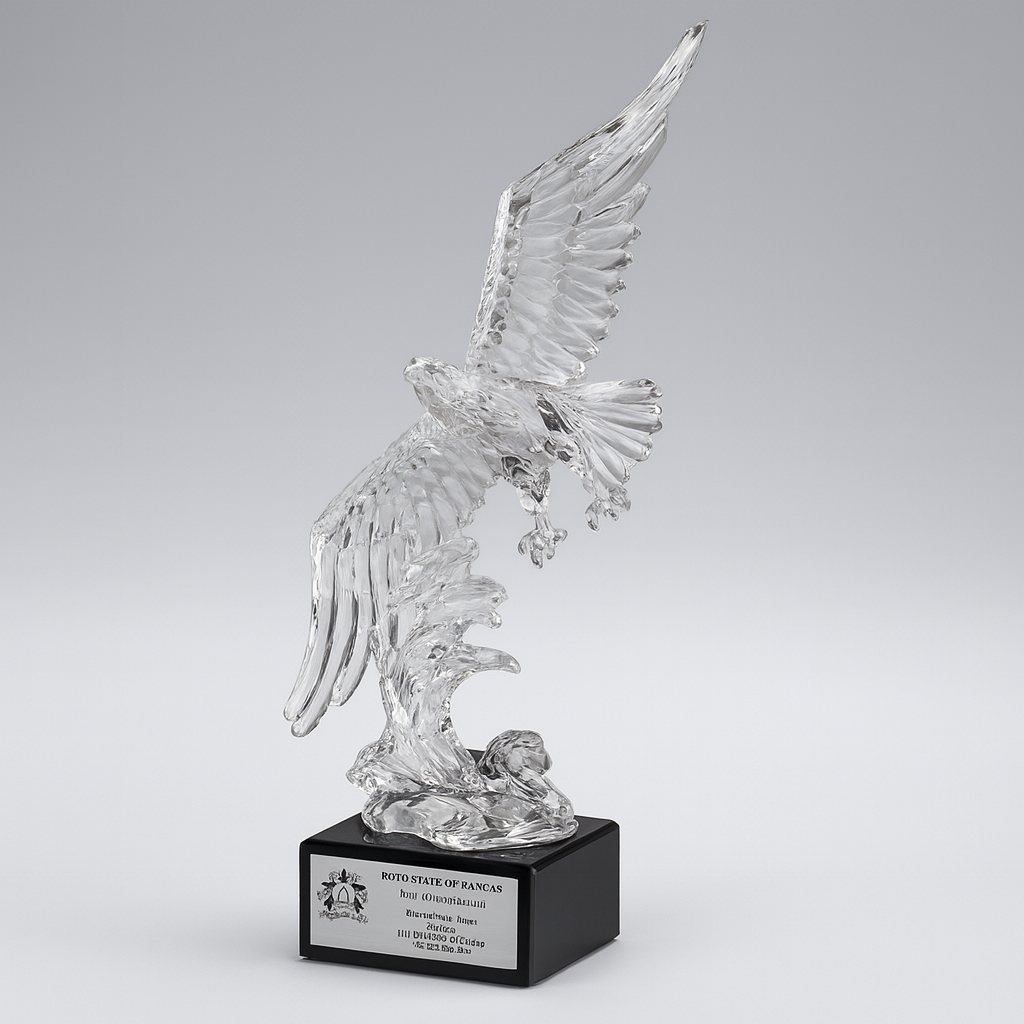 Acrylic Eagle On Marble Base - Soaring