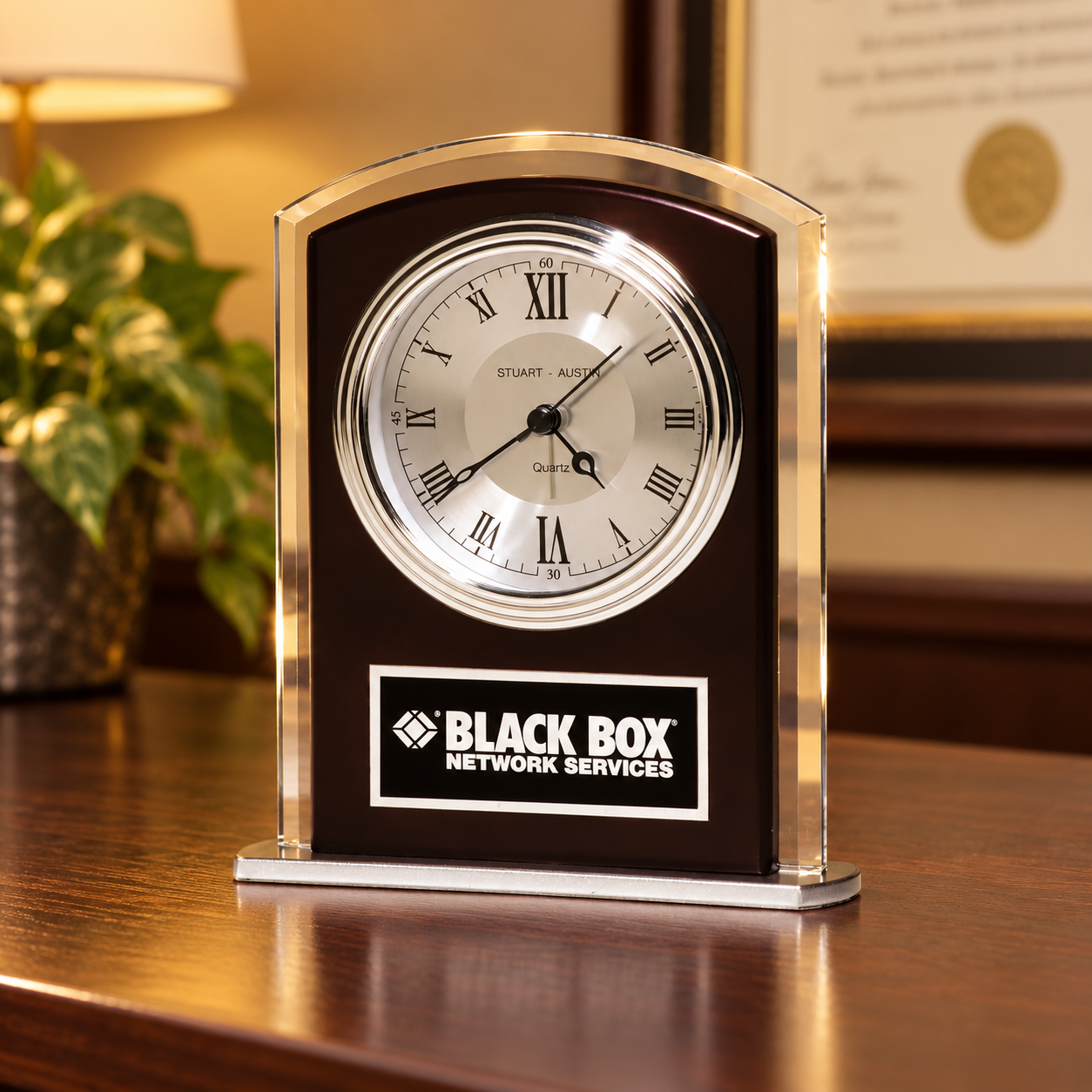 Beveled Glass with Silver Clock