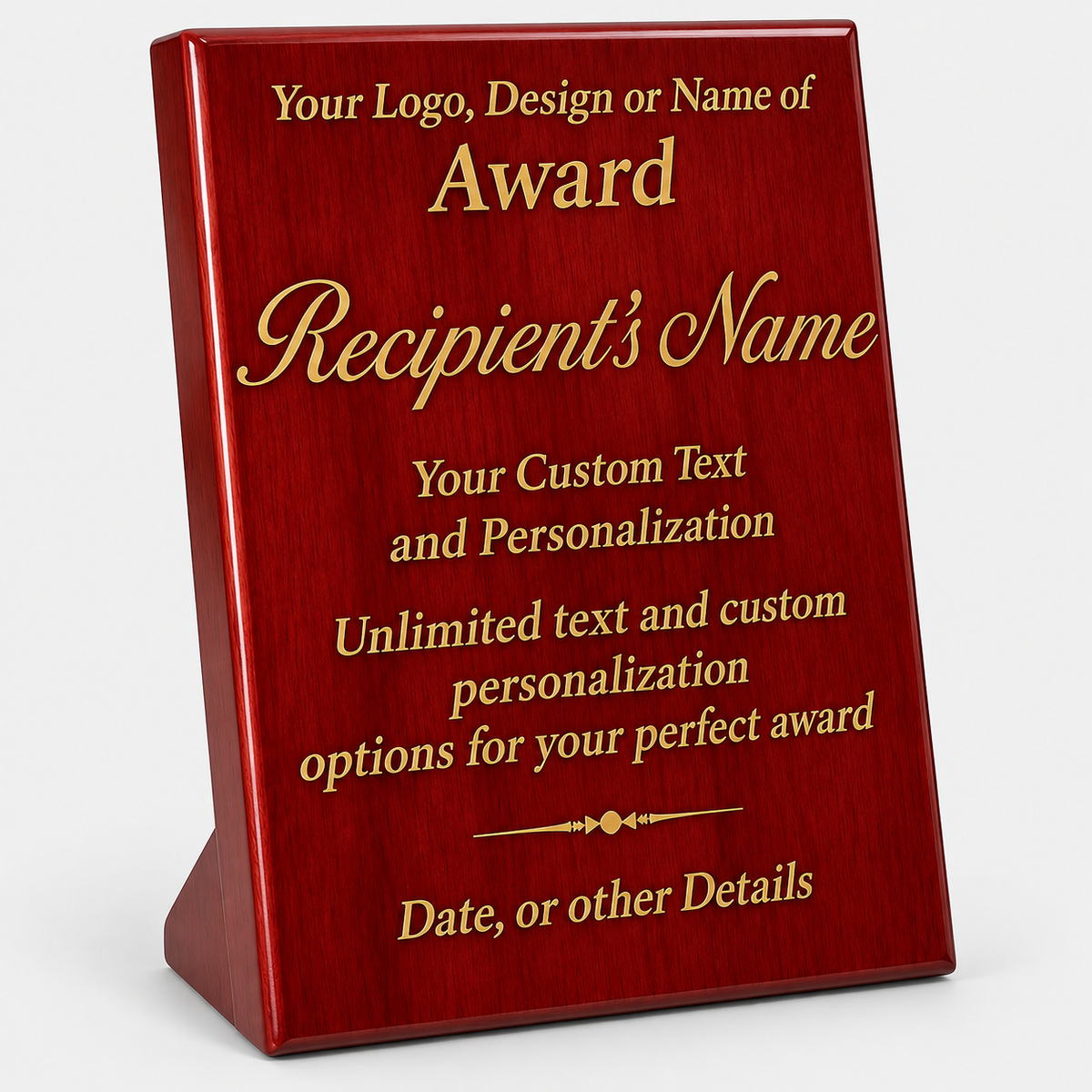 Piano Finish Stand-Up Plaque Color-Filled