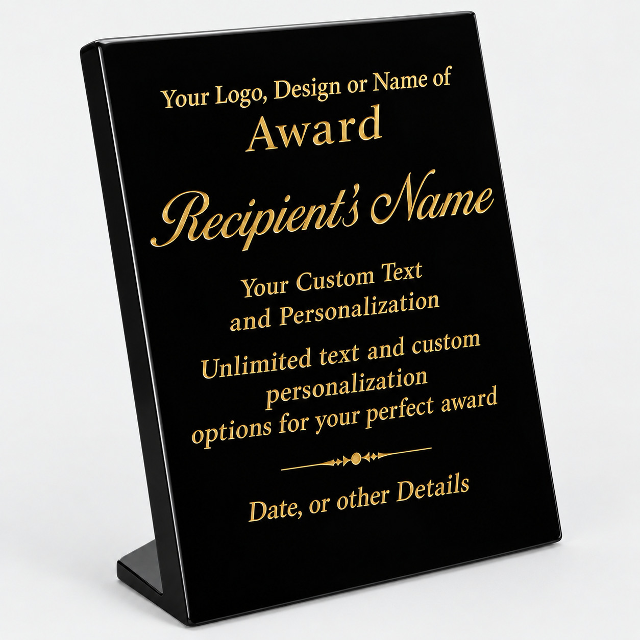 Piano Finish Stand-Up Plaque Color-Filled