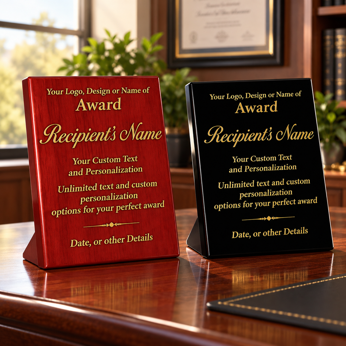 Piano Finish Stand-Up Plaque Color-Filled