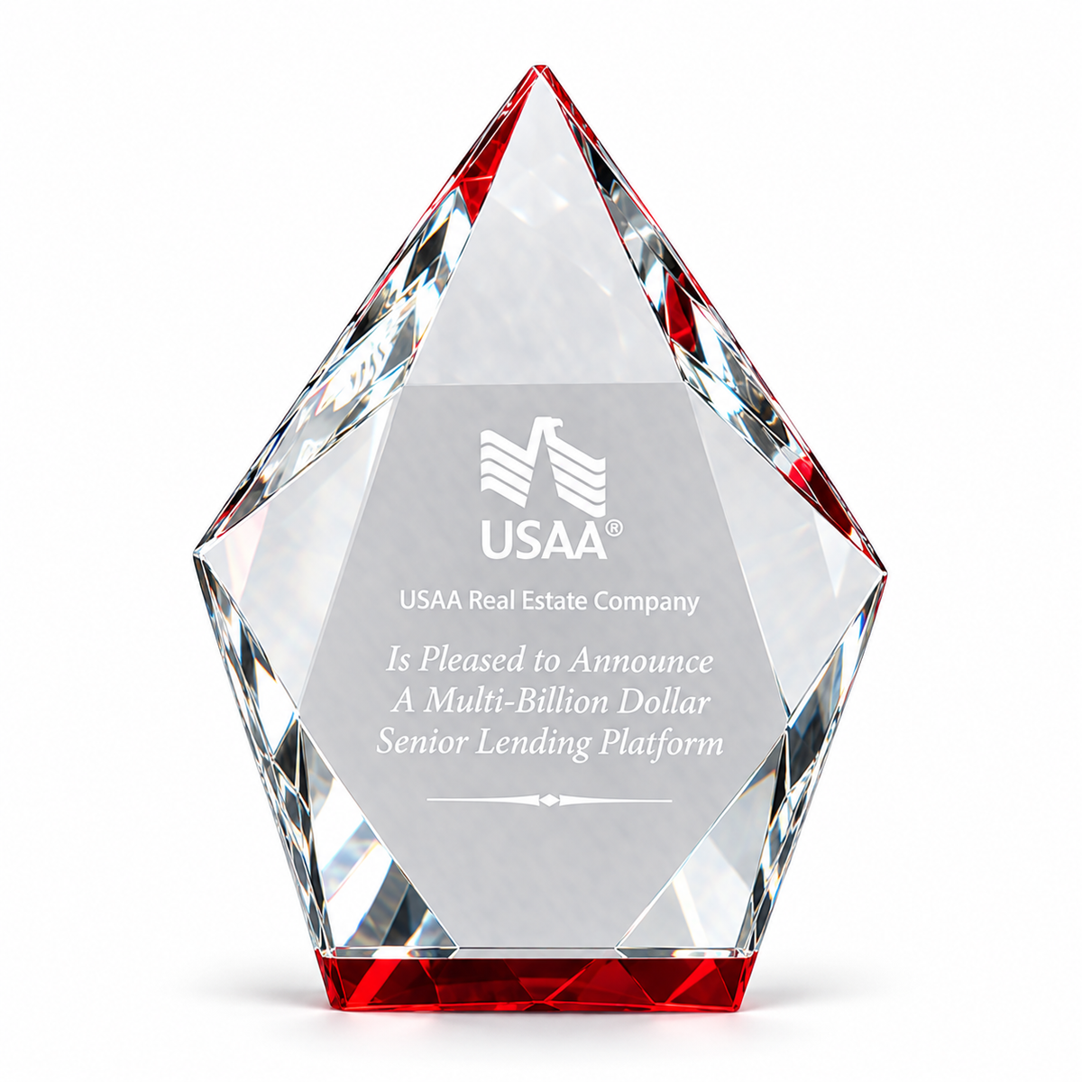 Red Multifaceted Crystal Hexagon Award