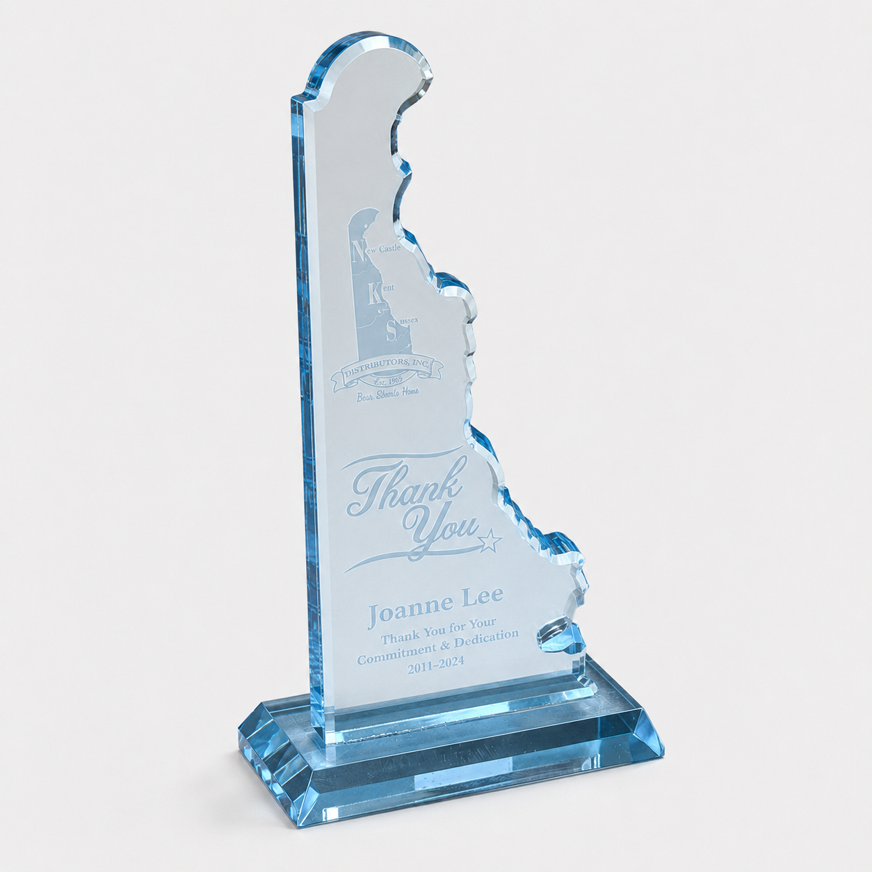 Delaware Blue State-Shaped Acrylic Award