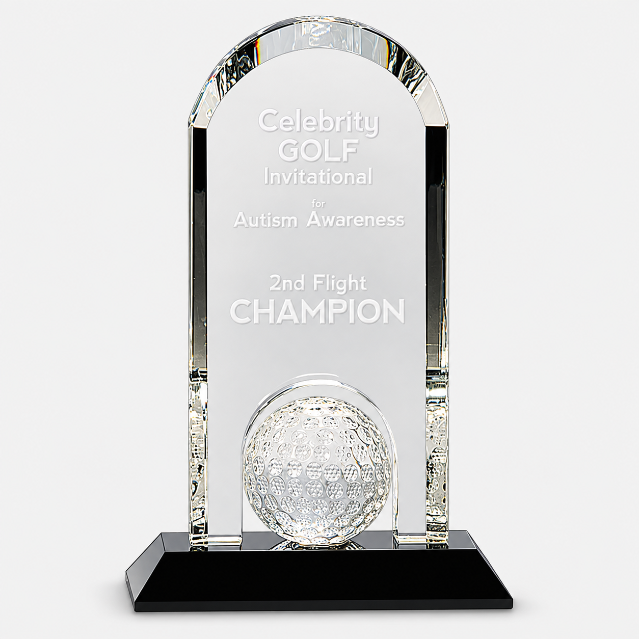 Crystal Golf Ball Dome Award on Black Base